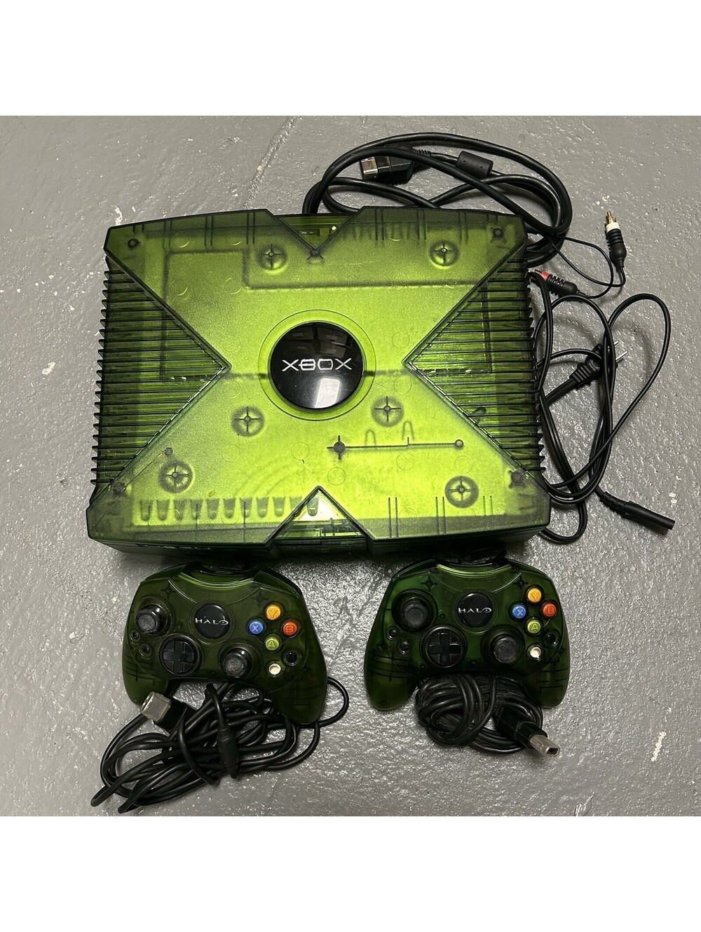 RARE Microsoft Original Xbox Halo Special Edition Green Transluscent UNTESTED